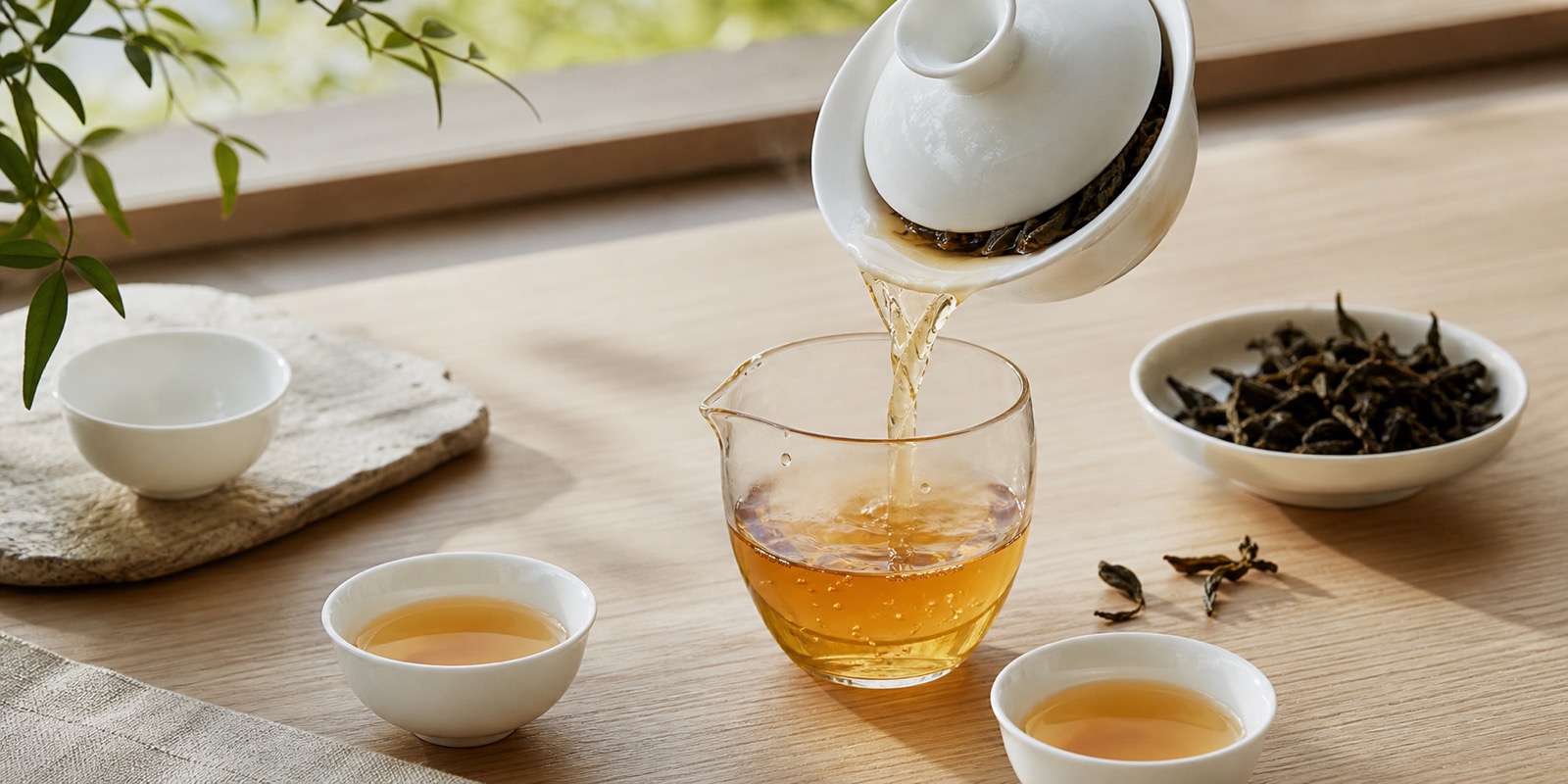 Hot brewing Phoenix Dancong with gaiwan