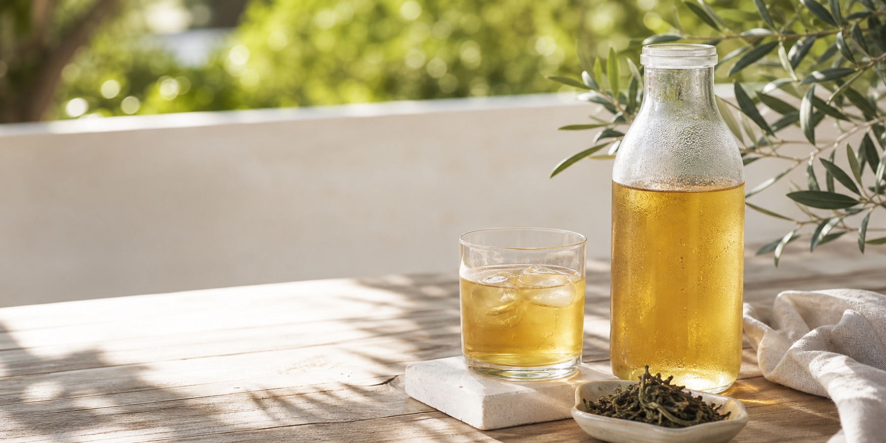 Honey Orchid cold brew in a clear glass bottle
