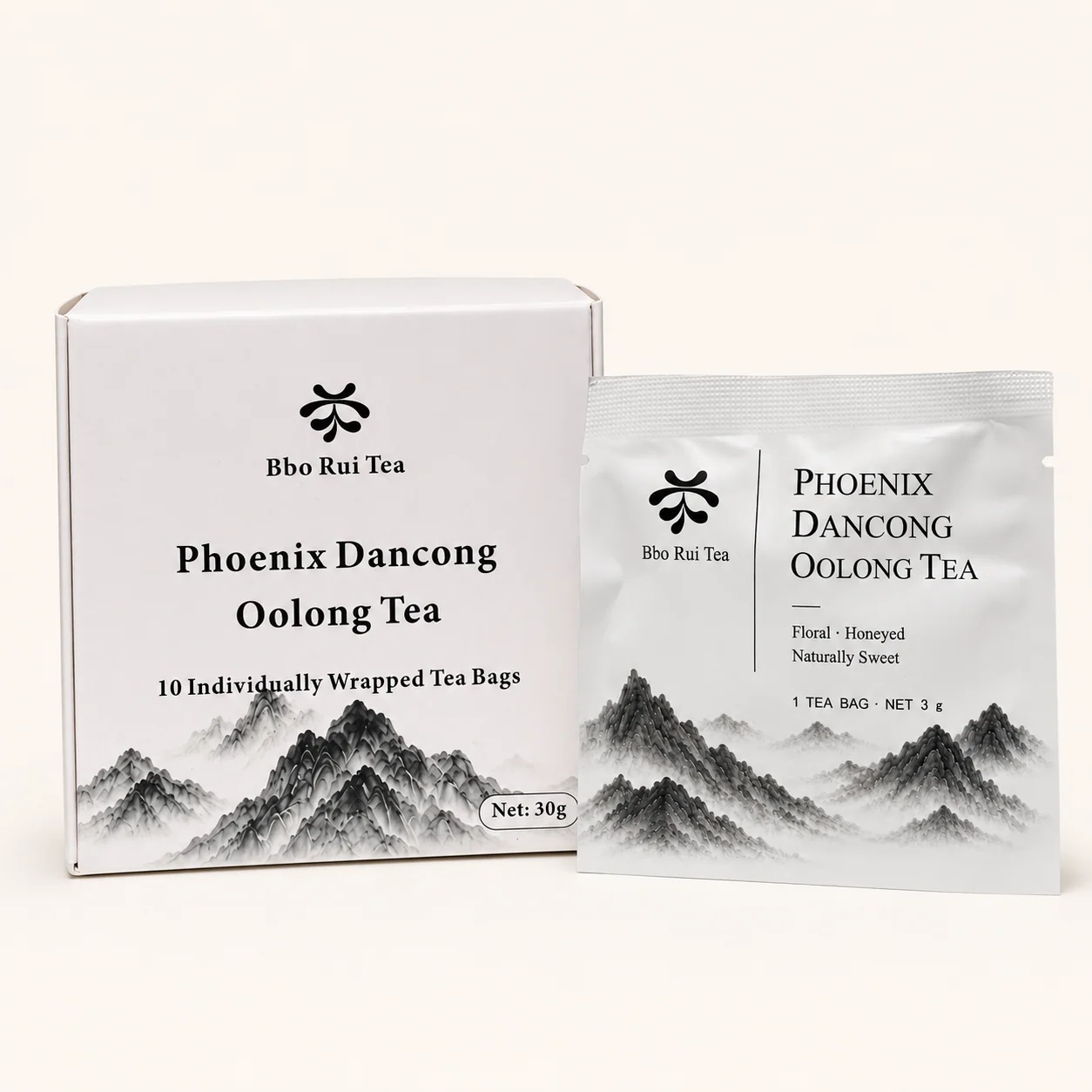 Phoenix Dancong tea bag box with an individual sachet